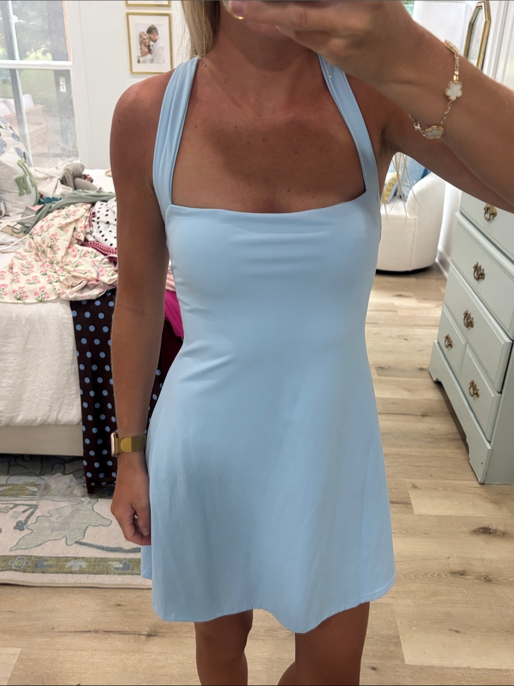 Light Blue Halter Neck Women's Dress